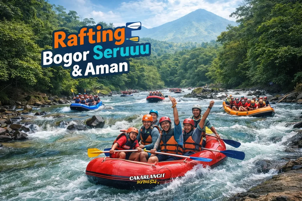 pengarungan sungai cisadane menggunakan perahu karet